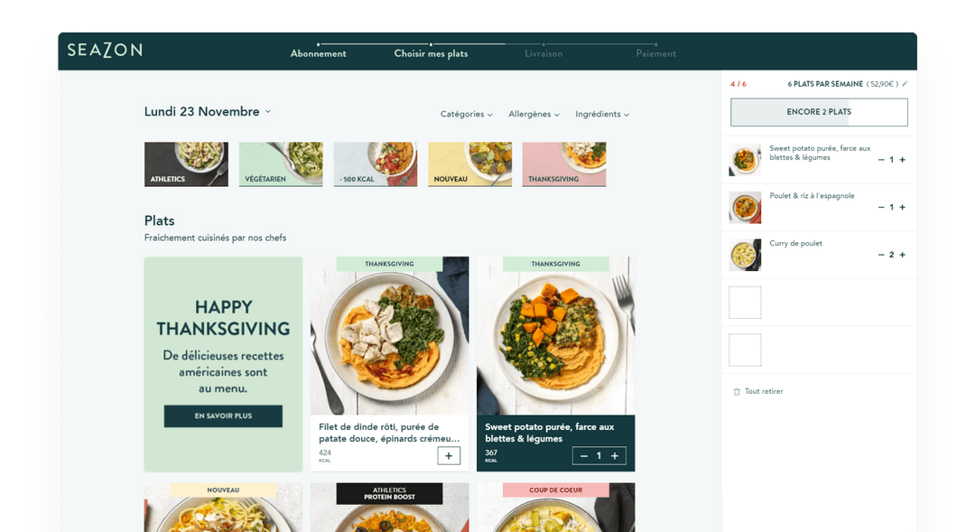 Abonnement plats équilibrés, pratique, santé