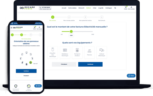 Choisissez la formule idéale : nombre de panneaux, batterie ou vente de surplus énergétique.